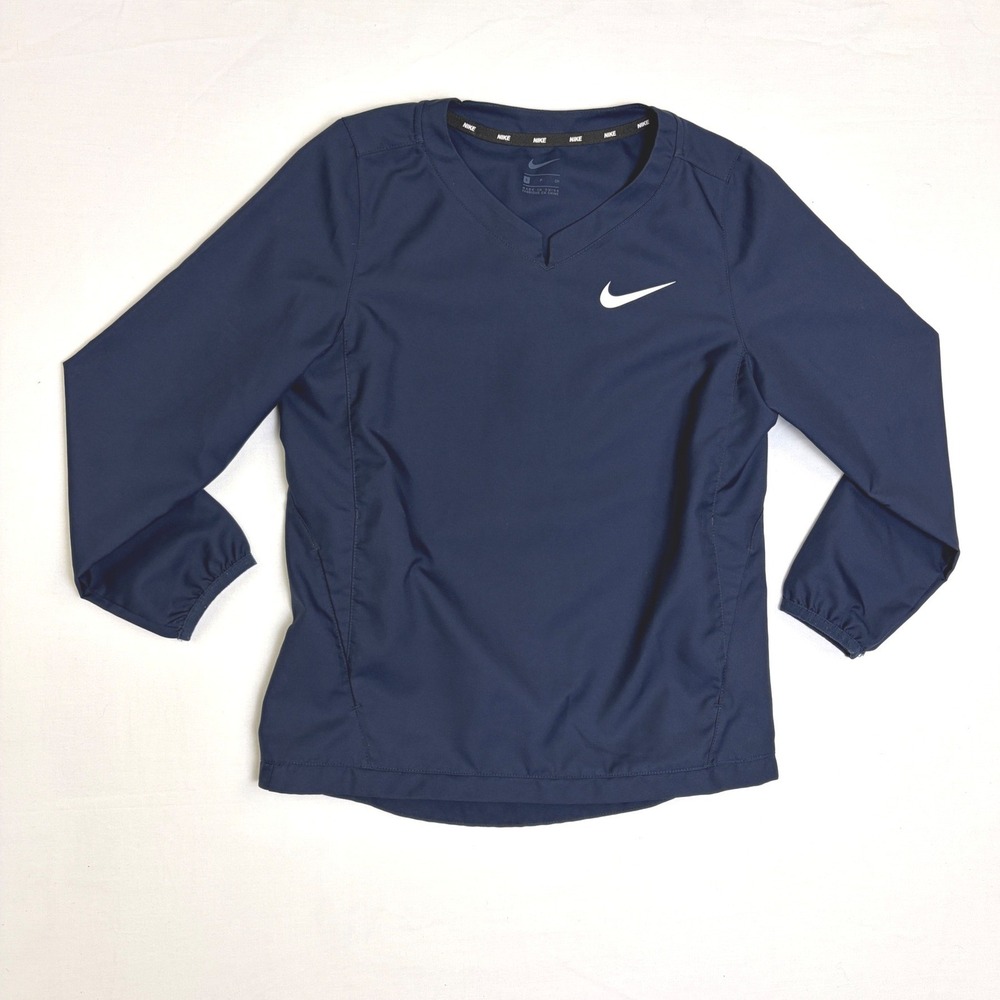 Nike‎ Kids Navy Blue Long Sleeve Windbreaker Baseball Golf Pullover Top Small